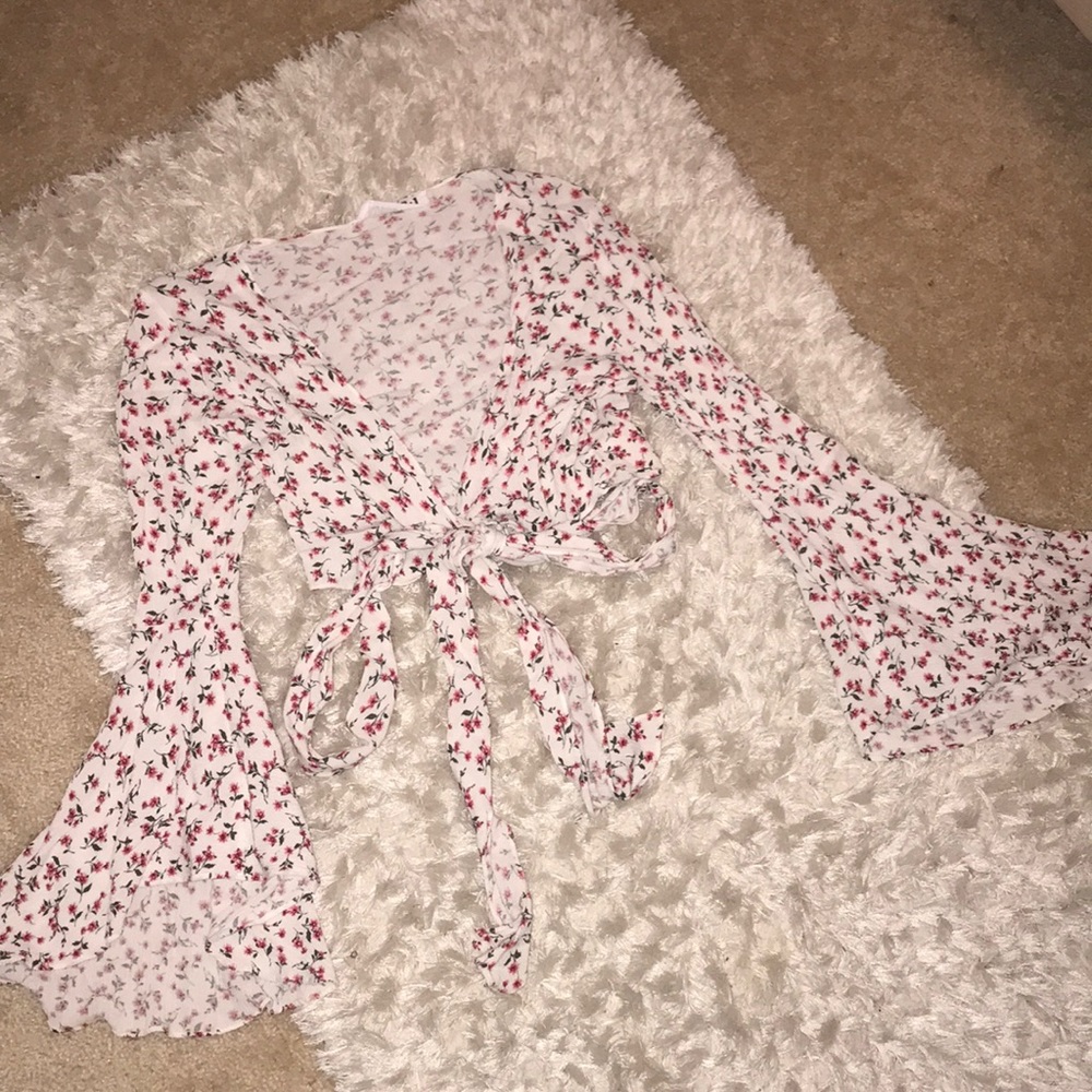 White flowered crop top